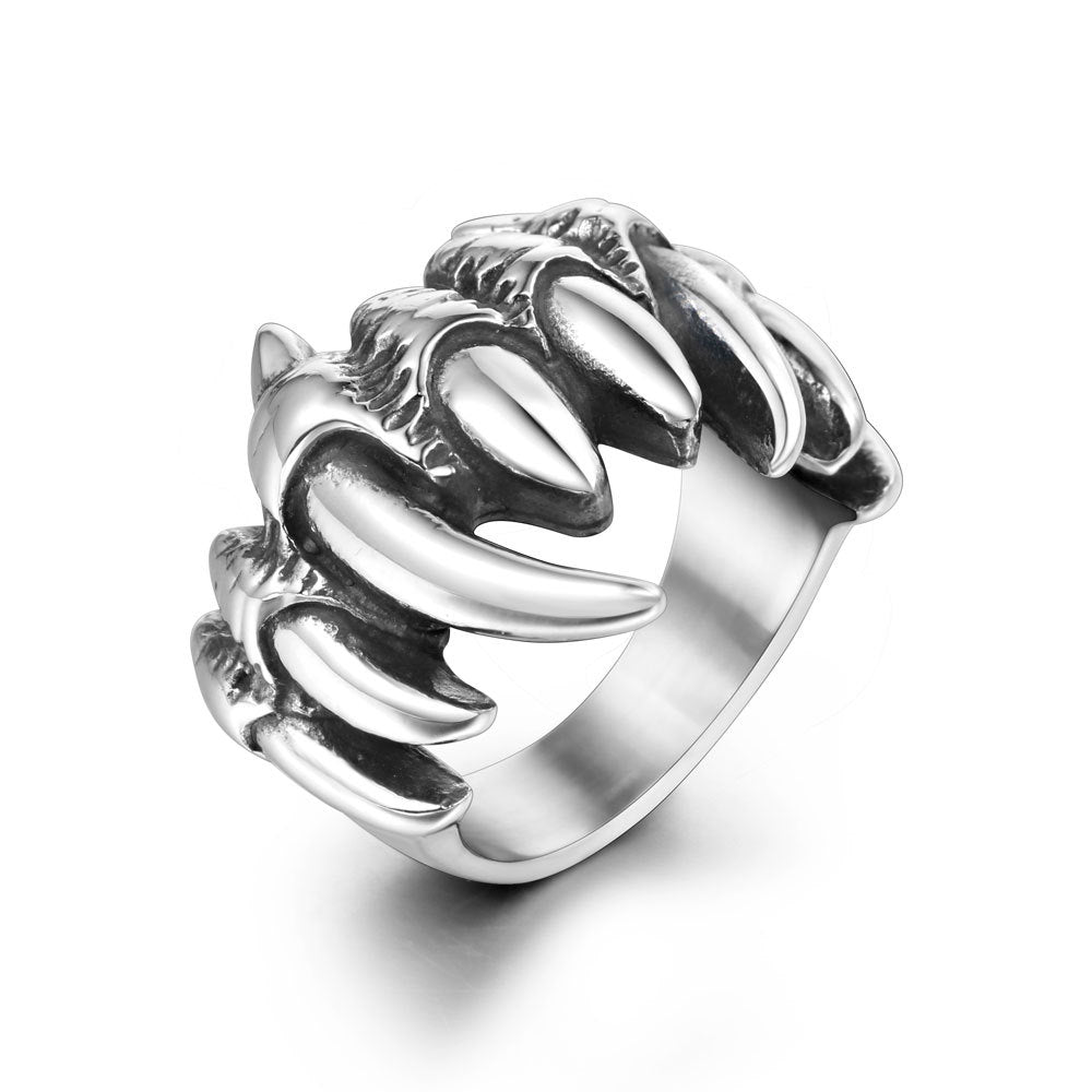 Wholesale Retro titanium steel skull personality ring ghost hand boy and girl punk ring